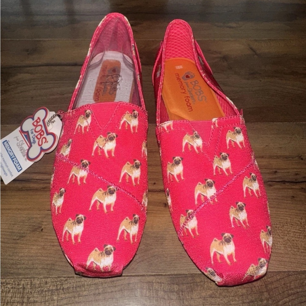 Skechers Bobs Pink Slip-On Pug Shoes Women’s 8.5 - Picture 9 of 9